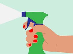 spraying disinfectant